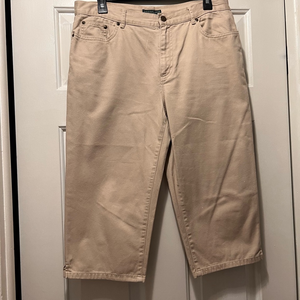 Tan Denim Capri Pants - Petite